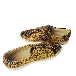 J/Slides Karla Leopard Leather Platform Sneakers NIB